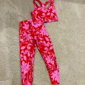 SOLD-Sage 2 price floral workout set.  Bright colors.  Like new.Top S/Bottom XS.